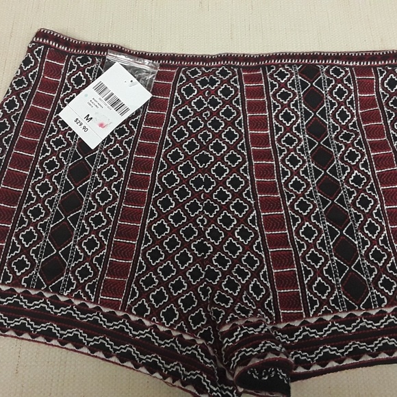 Forever 21 Pants - Boho embroiderd tribal shorts NWT red black Sz M
